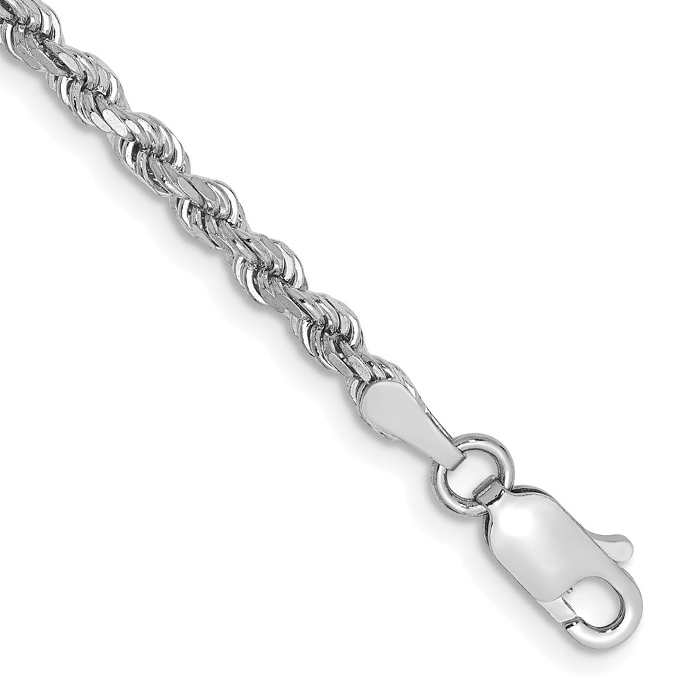 Pulsera de Oro Blanco 14K de 7 Pulgadas y 2.75 mm con Corte de Diamante y Cierre de Langosta
