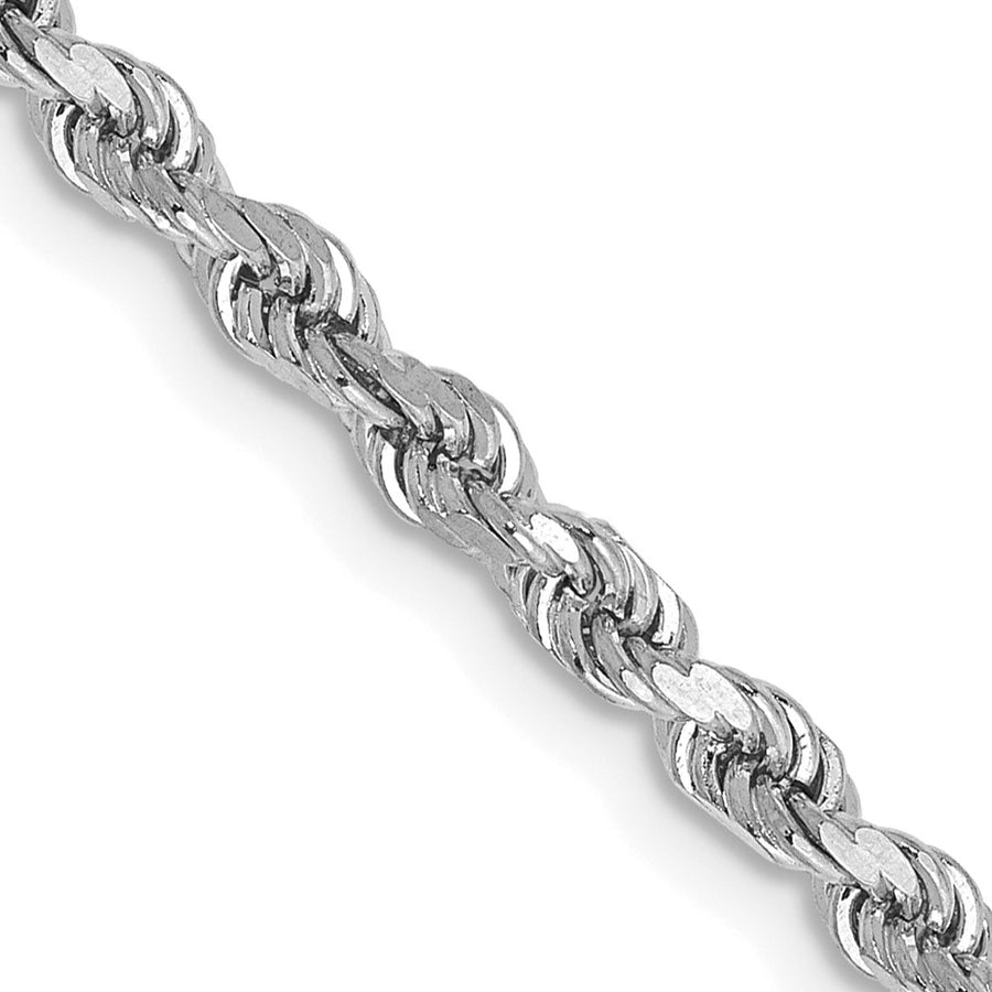 Cadena de Cuerda con Corte Diamantado en Oro Blanco de 14K, 26 Pulgadas, 2.75 mm con Cierre Tipo Langosta