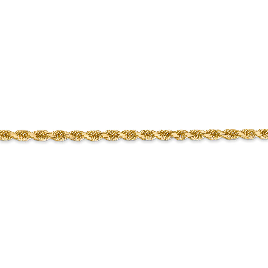 Cadena de 14K de 28 Pulgadas y 3 mm con Diseño de Cuerda y Cierre de Langosta