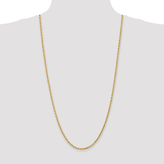 14K Yellow Gold Chain — 30 inches, 3 mm, Diamond-Cut Rope Style with Lobster Clasp