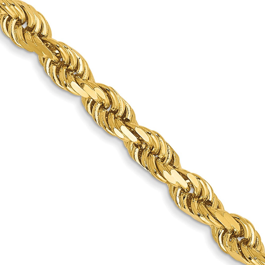 Cadena de Cuerda con Corte Diamante de 14K, 16 pulgadas, 3 mm con Cierre de Langosta