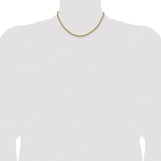 14K Yellow Gold Chain – 3 mm, 16 Inches, Classic Rope with Lobster Clasp
