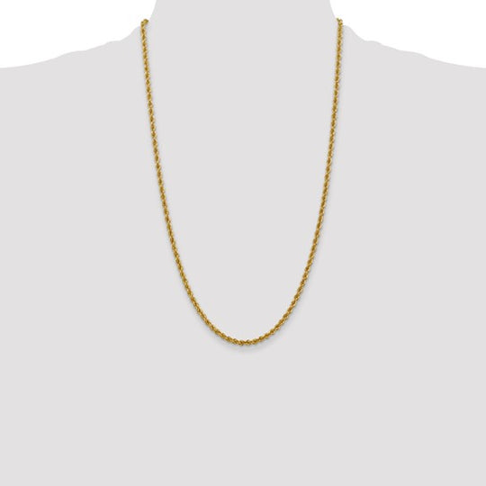 14K Yellow Gold Chain – 26 inches, 3 mm Rope Style with Lobster Clasp