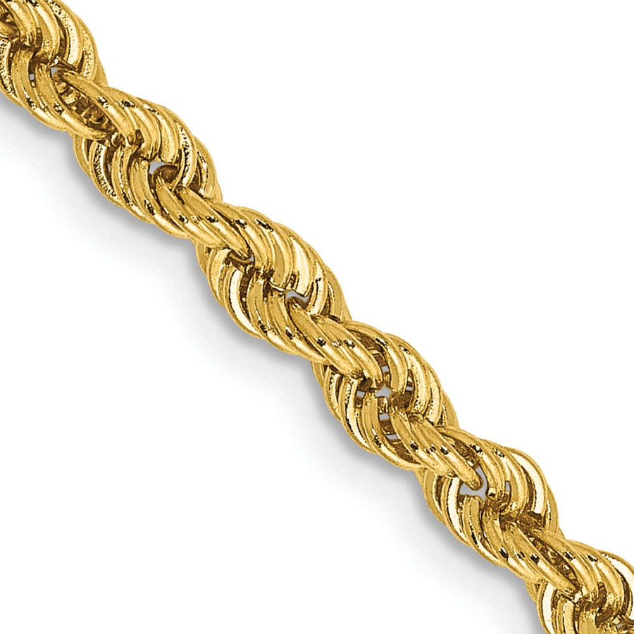 Cadena de Cuerda Regular de 14K Oro Amarillo de 36 Pulgadas y 3mm con Cierre de Langosta
