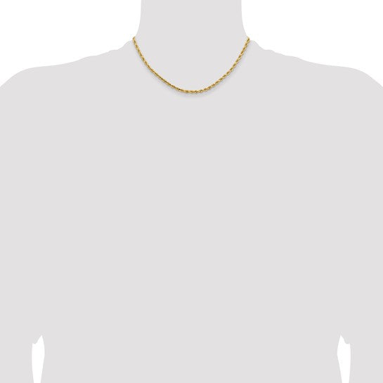 Cadena de Cuerda Diamantada en Oro Amarillo de 14K