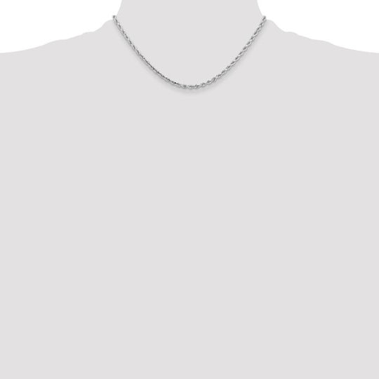10K White Gold 16 Inch 3.25mm Rope Chain with Lobster Clasp