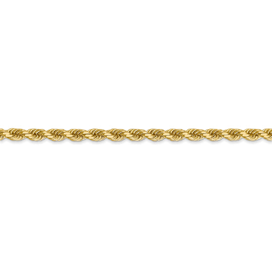  Cadena de Oro Amarillo 14K – 28” (71.1 cm), 3.5 mm Estilo Cuerda con Corte Diamantado y Cierre de Langosta