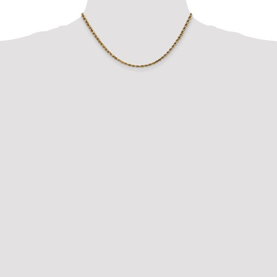 14K Diamond Cut Rope Chain, 16 inches, 3.5mm with Lobster Clasp