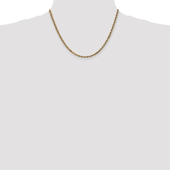 14K Diamond Cut Rope Chain, 18 inches, 3.5mm with Lobster Clasp