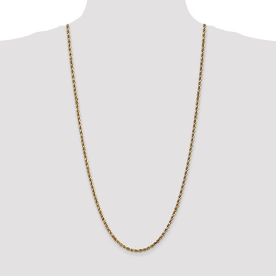 14K Yellow Gold Diamond Cut Rope Chain, 30 Inches, 3.5 mm