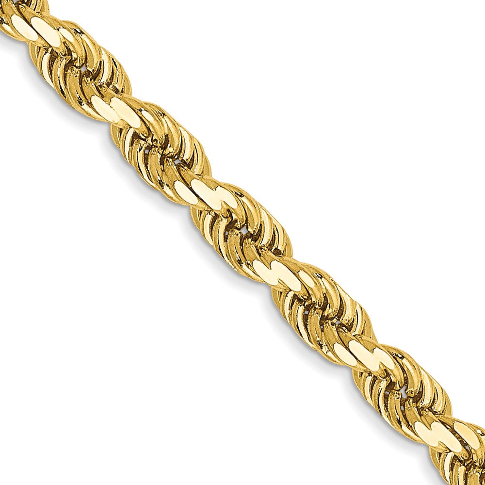  Cadena de Oro Amarillo 14K – 28” (71.1 cm), 3.5 mm Estilo Cuerda con Corte Diamantado y Cierre de Langosta