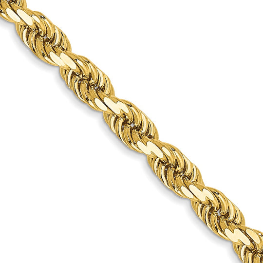  Cadena de Oro Amarillo 14K – 28” (71.1 cm), 3.5 mm Estilo Cuerda con Corte Diamantado y Cierre de Langosta