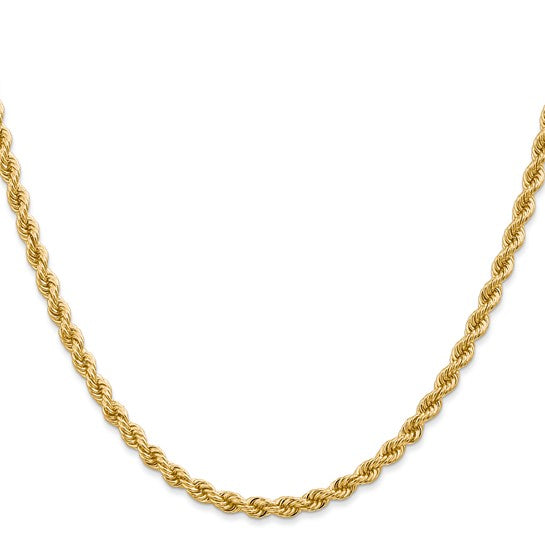 14K Yellow Gold Regular Rope Chain – 28 Inches, 3.65 mm with Lobster Clasp