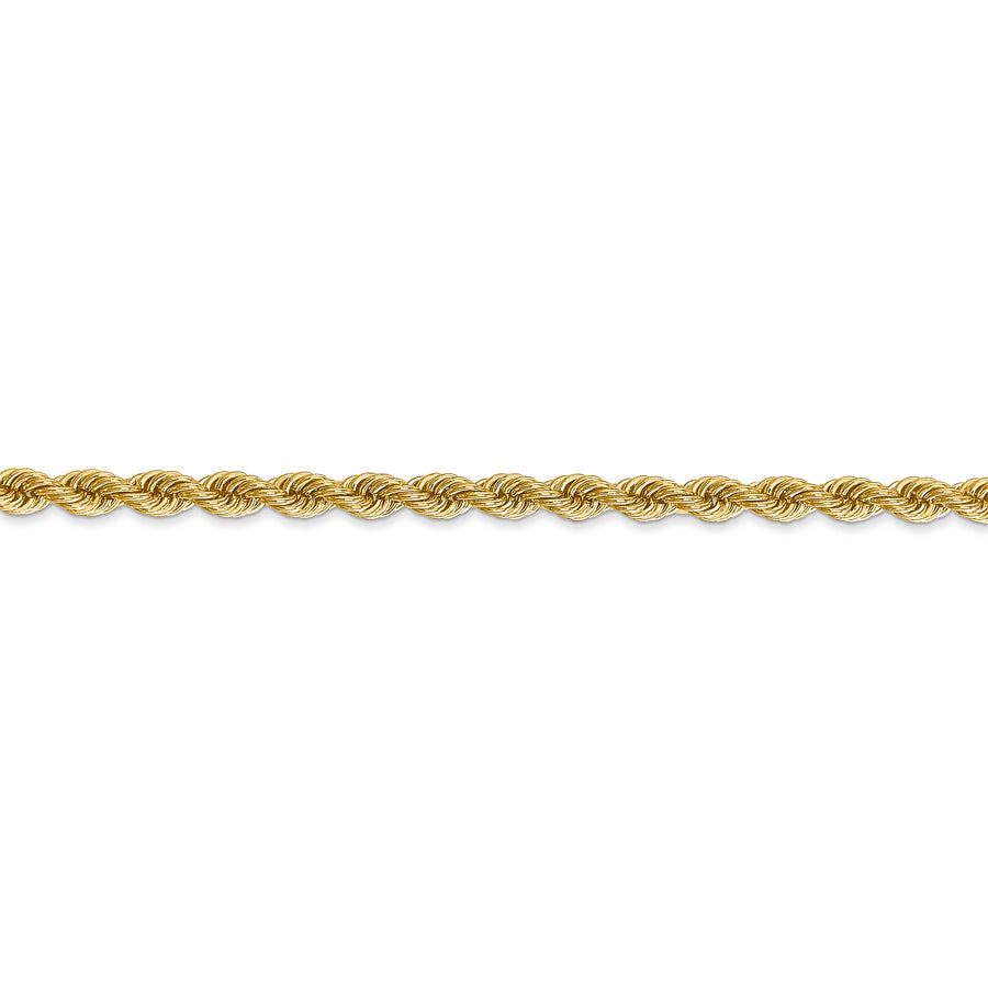 Cadena de Cuerda Regular en Oro Amarillo de 14K, 30 pulgadas, 3.65 mm, con Cierre de Langosta