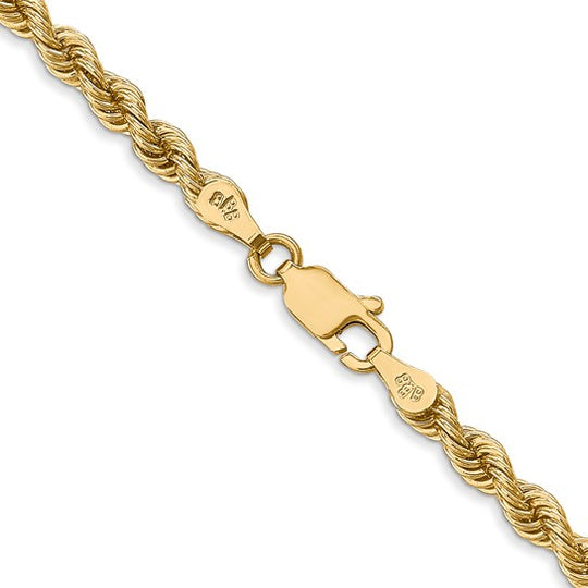 14K Yellow Gold Regular Rope Chain – 28 Inches, 3.65 mm with Lobster Clasp
