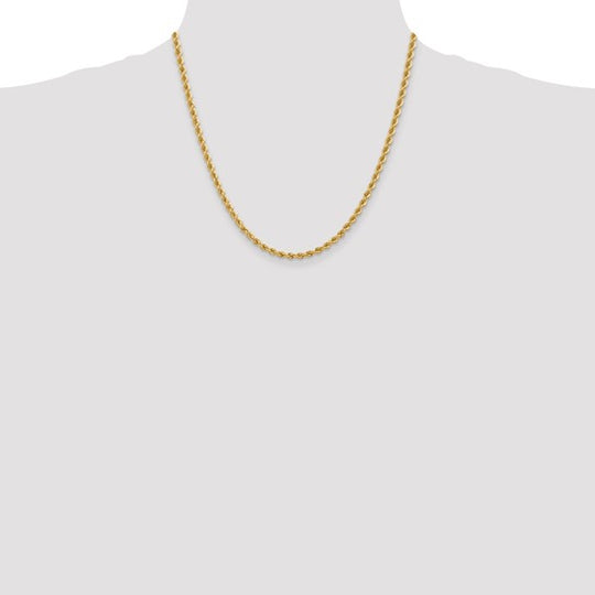 14K Yellow Gold Chain – 3.65mm Regular Rope with Lobster Clasp (20 inches)
