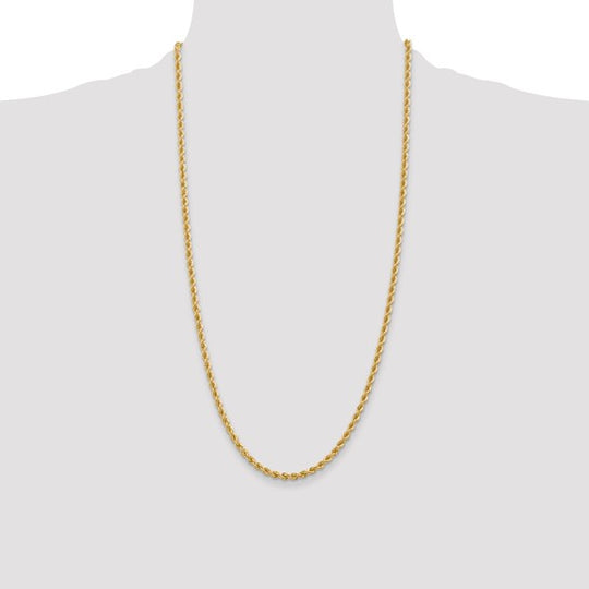 14K Yellow Gold Regular Rope Chain – 28 Inches, 3.65 mm with Lobster Clasp