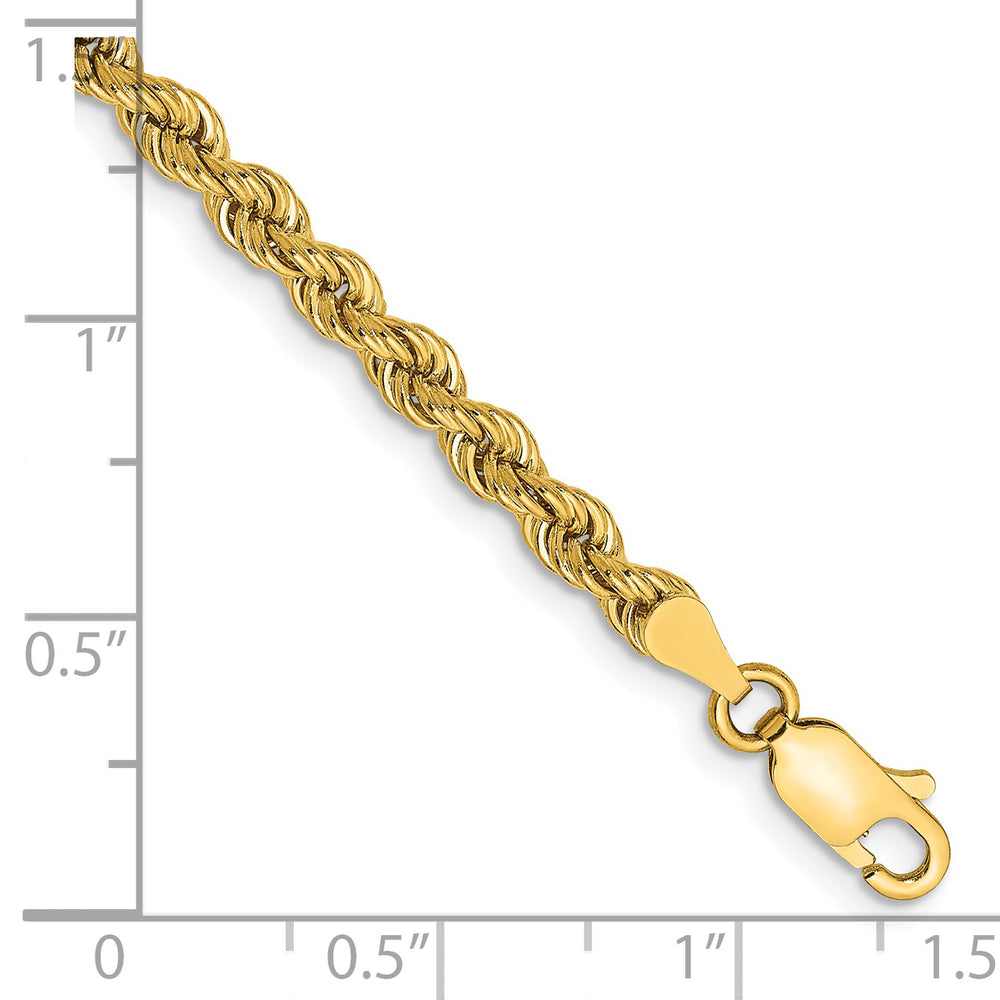  Pulsera de Cuerda Regular de Oro Amarillo de 14K – 7 Pulgadas x 3.65 mm con Broche Langosta