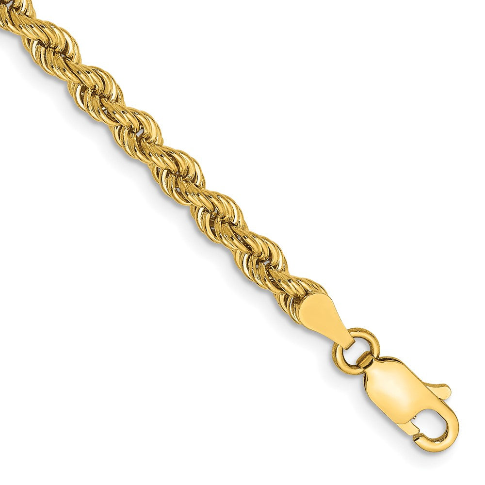  Pulsera de Cuerda Regular de Oro Amarillo de 14K – 7 Pulgadas x 3.65 mm con Broche Langosta