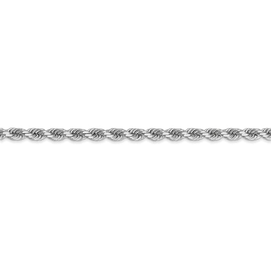  Cadena de Oro Blanco 10K – 22” (55.9 cm), 3.5 mm Estilo Cuerda con Corte Diamantado y Cierre de Langosta