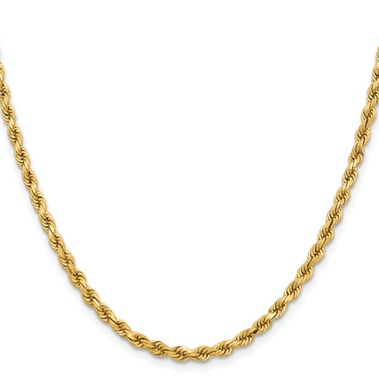  Pulsera de Cuerda Diamantada de Oro Amarillo de 14K – 18 pulgadas x 3.75 mm con Cierre de Langosta