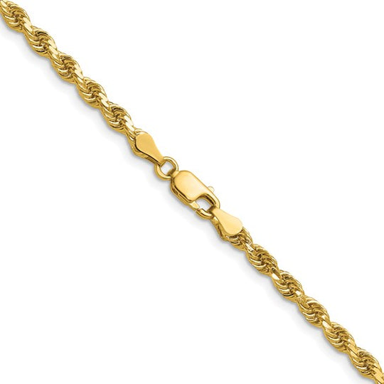  Pulsera de Cuerda Diamantada de Oro Amarillo de 14K – 18 pulgadas x 3.75 mm con Cierre de Langosta