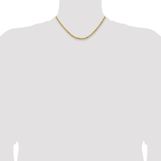 14K Diamond Cut Rope Chain, 16 Inches, 3.75 mm, with Lobster Clasp