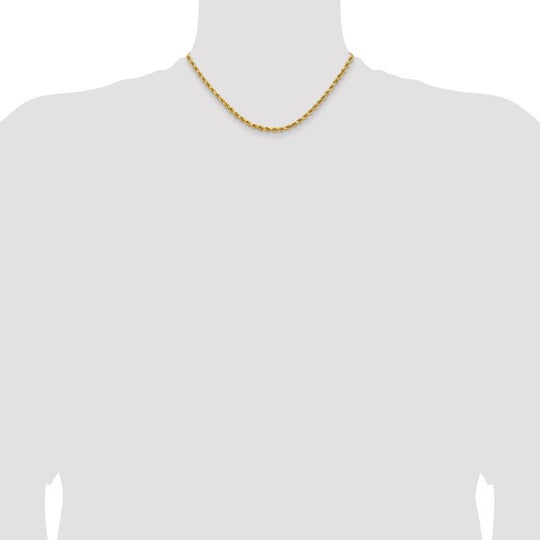 14K Diamond Cut Rope Chain, 16 Inches, 3.75 mm, with Lobster Clasp