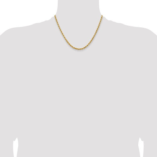  Pulsera de Cuerda Diamantada de Oro Amarillo de 14K – 18 pulgadas x 3.75 mm con Cierre de Langosta