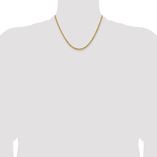  Pulsera de Cuerda Diamantada de Oro Amarillo de 14K – 18 pulgadas x 3.75 mm con Cierre de Langosta