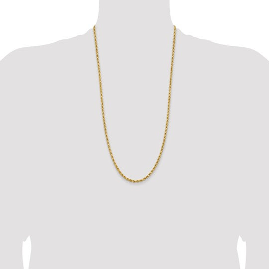 3.75mm Diamond Cut Twisted Chain in 14k Yellow Gold, 28 Inches, with Lobster Clasp