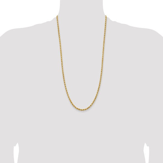 Cadena Trenzada Cortada Diamante de 3.75mm en Oro Amarillo de 14k de 28 Pulgadas con Cierre de Langosta