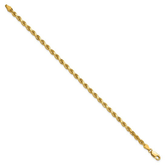 Cadena de Cuerda de Oro Amarillo de 14K – 7 Pulgadas y 3.75 mm con Corte Diamante