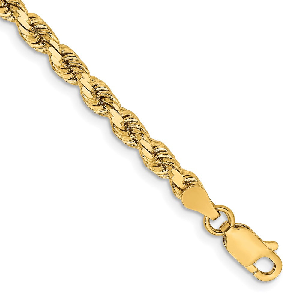 Cadena de Cuerda de Oro Amarillo de 14K – 7 Pulgadas y 3.75 mm con Corte Diamante
