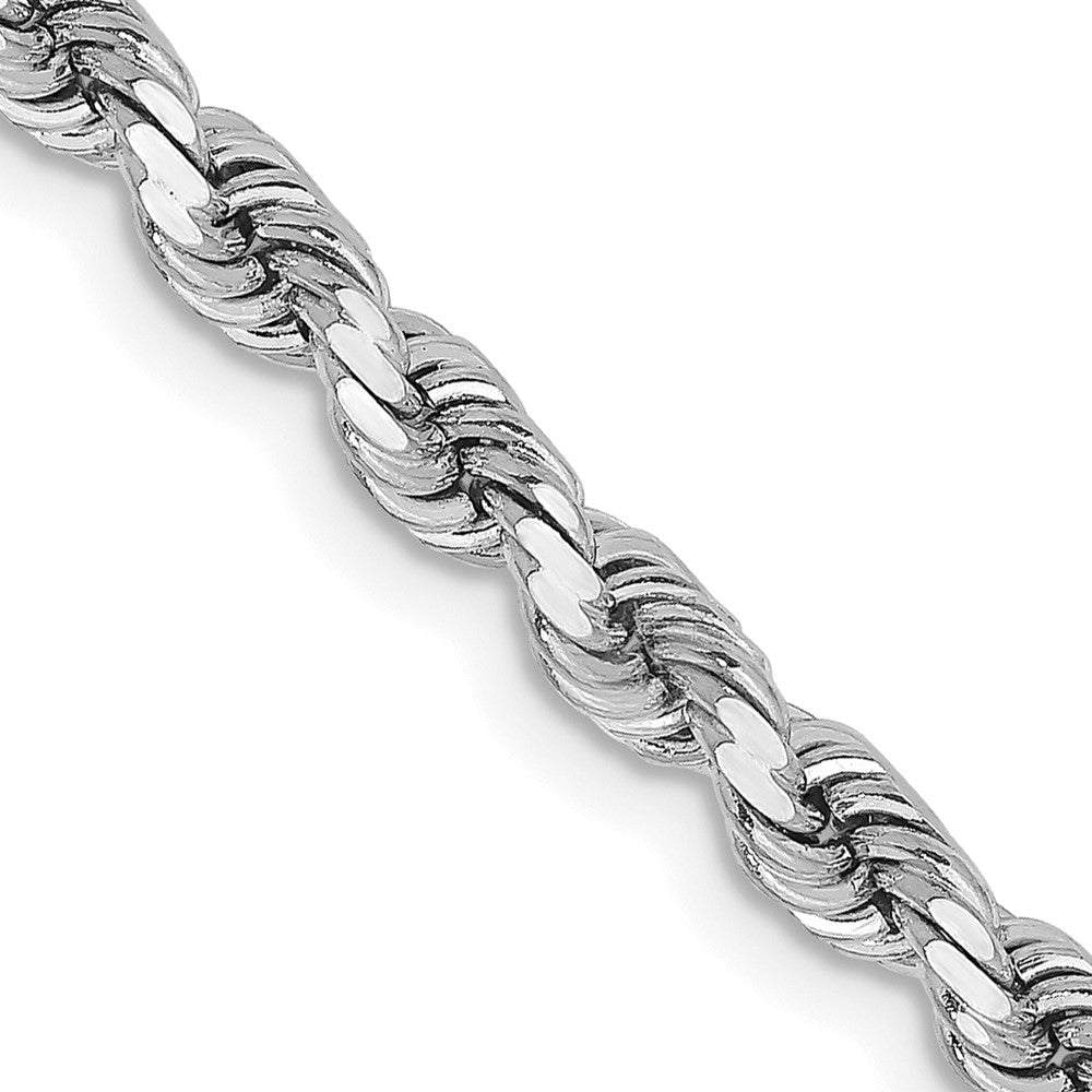 Cadena de Cuerda de Oro Blanco 14K de 18 Pulgadas y 3.75 mm con Corte de Diamante