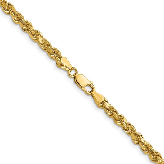 14k Yellow Gold 16 Inch Diamond Cut Rope Chain with Lobster Clasp