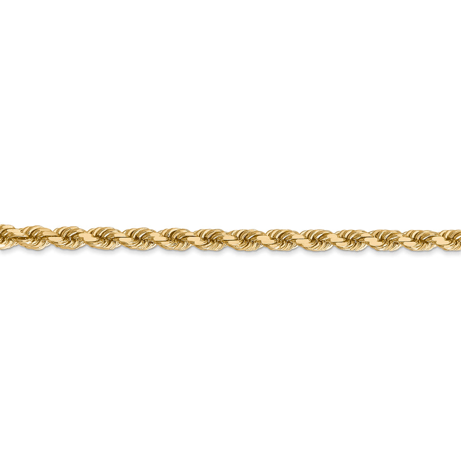 Cadena de Cordón en Oro Amarillo de 14K de 28 Pulgadas y 4 mm con Corte Diamante y Cierre de Langosta