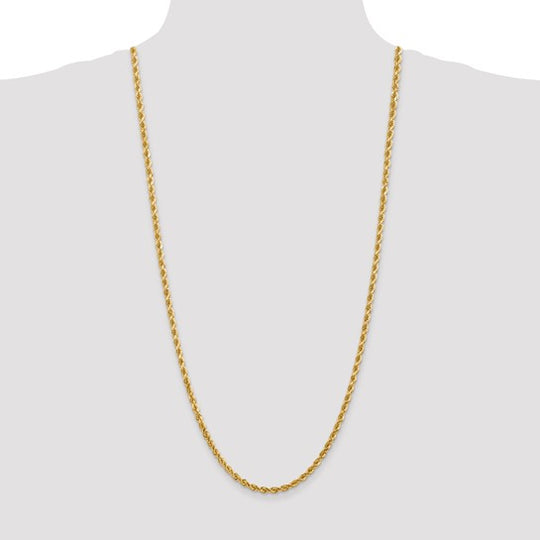 30-inch 14K Rope Chain, 4mm Diamond Cut with Lobster Clasp