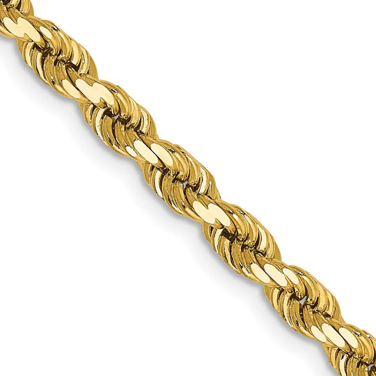 28 Inch 4mm 14K Yellow Gold Diamond Cut Cable Chain with Lobster Clasp
