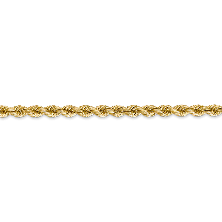 Cadena de Cuerda Regular de Oro Amarillo de 14K, 26 Pulgadas, 4 mm con Broche de Langosta