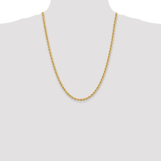14K Regular Rope Chain, 24 inches, 4mm with Lobster Clasp