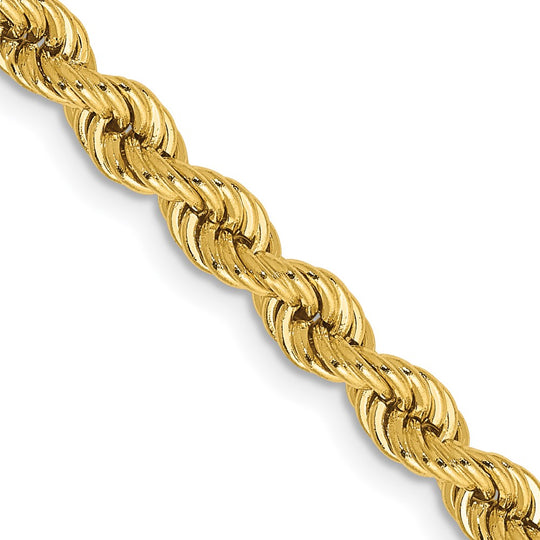 Cadena de Oro Amarillo de 14K, 30 Pulgadas, 4mm, Rope con Cierre de Langosta