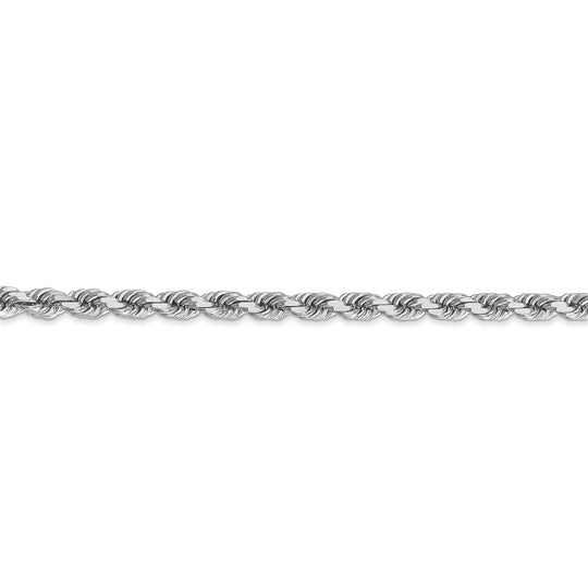 14K White Gold 4mm Diamond Cut Rope Chain - 18 Inches
