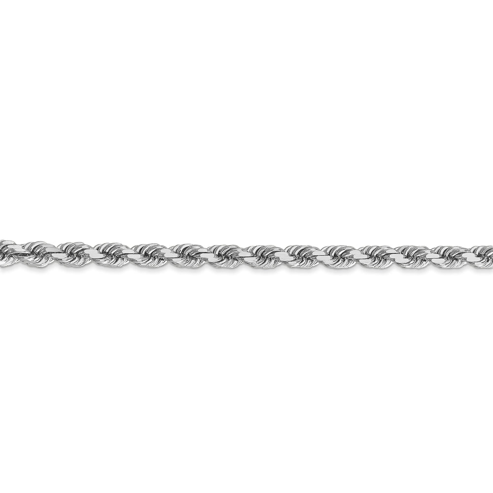 Cadena de Cuerda de Oro Blanco 10K de 4 mm con Corte Diamante - 30 Pulgadas