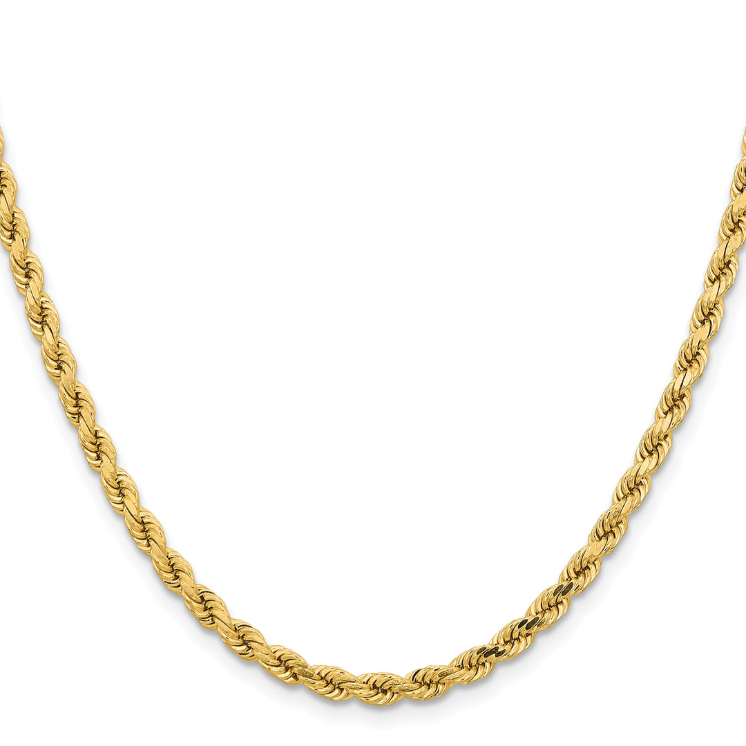  Cadena de Cuerda Diamantada en Oro Amarillo de 14K – 24 pulgadas x 4.25 mm con Cierre de Langosta