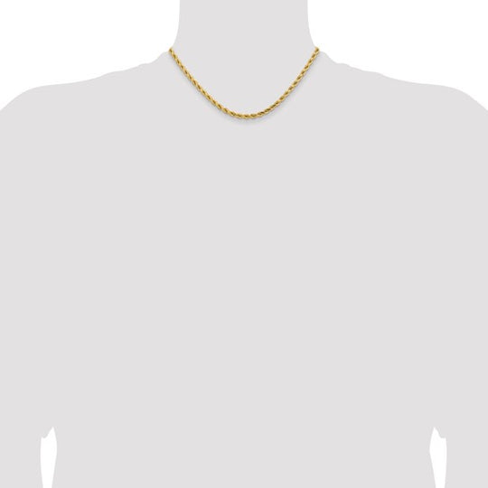 14K Yellow Gold Rope Chain – 16 Inches, 4.25 mm with Lobster Clasp