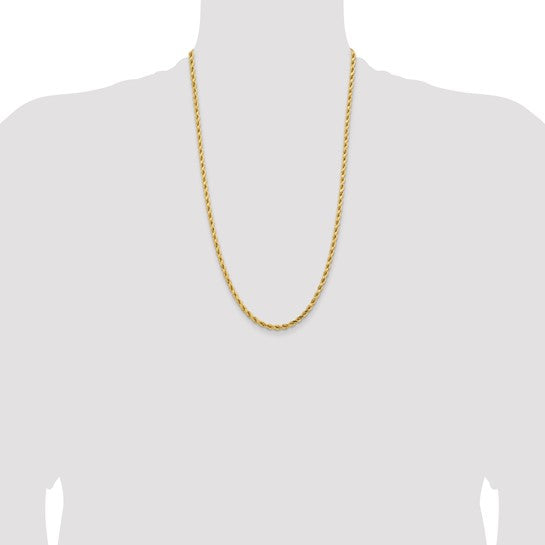 Cadena de Oro Amarillo de 14K, 26 Pulgadas, 4.25mm, Con Corte Diamante y Cierre de Langosta