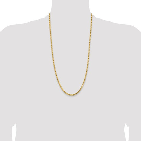 28 Inch 4.25mm Thick 14K Yellow Gold Diamond Cut Rope Chain with Lobster Clasp
