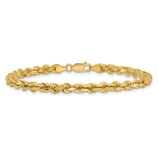 14K Yellow Gold Diamond Cut Rope Chain, 7 Inches, 4.25 mm