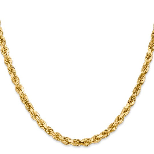 14K Diamond Cut Rope Chain, 30 Inches, 4.5mm with Lobster Clasp